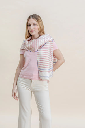Echarpe Marlin en soie et lin blanc femme