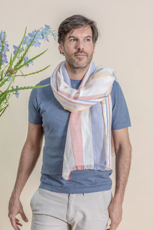 Echarpe Mouliné en soie lin multico homme