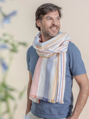 Echarpe Mouliné en soie lin multico homme