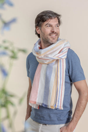 Echarpe Mouliné en soie lin multico homme