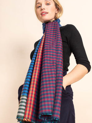 Echarpe Muscade en soie laine jeans