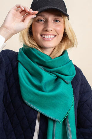 Echarpe Nomade Unie en soie laine cachemire vert