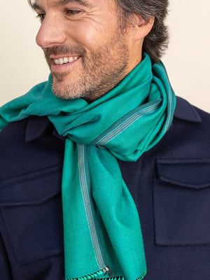 Echarpe Nomade Unie en soie laine cachemire vert