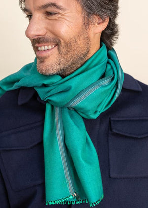 Echarpe Nomade Unie en soie laine cachemire vert