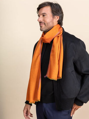 Echarpe Nomade Unie en soie laine cachemire amber