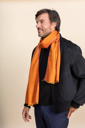 Echarpe Nomade Unie en soie laine cachemire amber