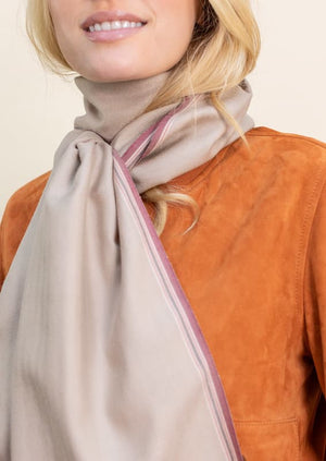 Echarpe Nomade Unie en soie laine cachemire beige