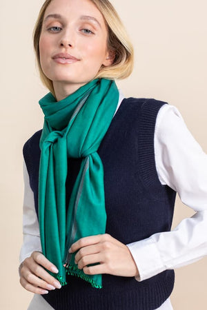 Echarpe Nomade Unie en soie laine cachemire vert