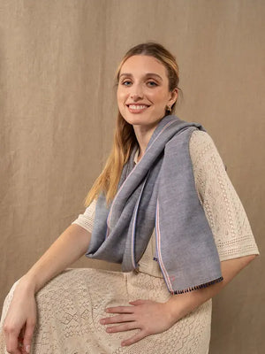 Echarpe en lin et soie Nomade marine femme