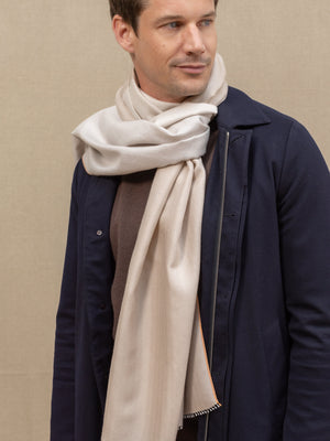 Echarpe Quatuor beige écru en soie cachemire homme