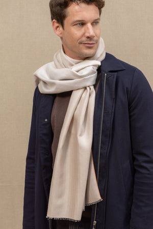 Echarpe Quatuor beige écru en soie cachemire homme