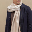 Charger l'image dans la galerie, Echarpe Quatuor beige écru en soie cachemire homme
