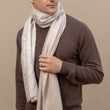 Charger l'image dans la galerie, Echarpe Quatuor beige écru en soie cachemire homme
