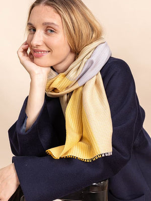 Echarpe Quatuor en soie laine jaune