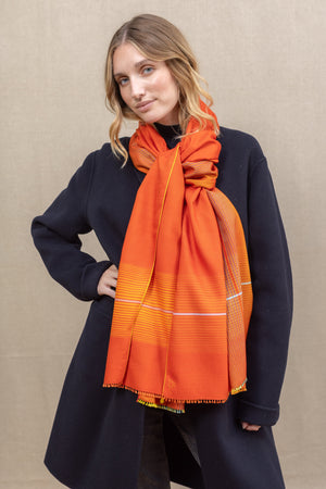 Echarpe Rythmic paprika en soie laine femme