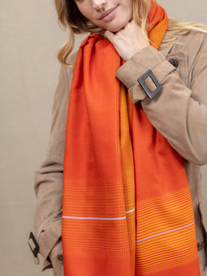 Echarpe Rythmic paprika en soie laine femme