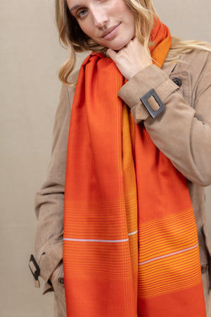 Echarpe Rythmic paprika en soie laine femme