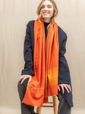 Echarpe Rythmic paprika en soie laine femme