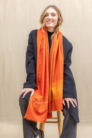 Echarpe Rythmic paprika en soie laine femme