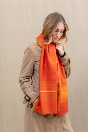 Echarpe Rythmic paprika en soie laine femme