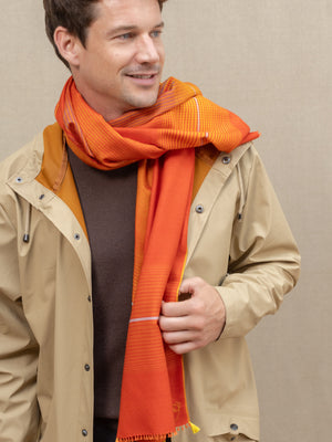 Echarpe Rythmic paprika en soie laine homme 