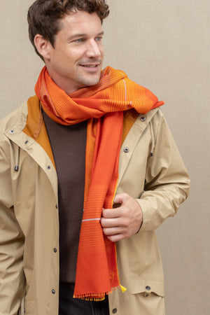 Echarpe Rythmic paprika en soie laine homme 