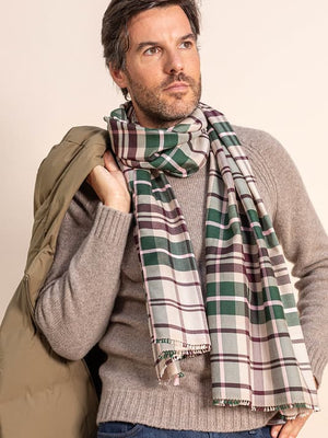 Echarpe Tartan en soie laine vert