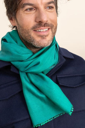 Echarpe Nomade Unie en soie laine cachemire vert
