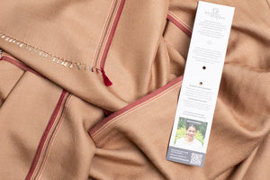 Echarpe Nomade Unie en soie laine cachemire camel