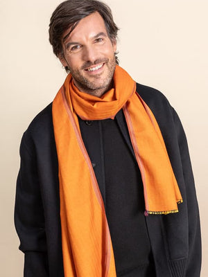 Echarpe Nomade Unie en soie laine cachemire amber