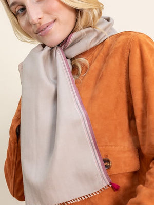 Echarpe Nomade Unie en soie laine cachemire beige