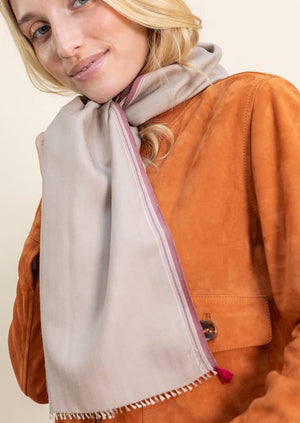 Echarpe Nomade Unie en soie laine cachemire beige