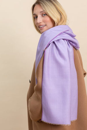 Echarpe Nomade Unie en soie laine cachemire lilas