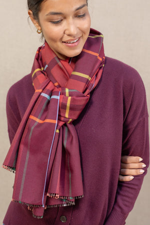 Echarpe University bordeaux en soie laine femme