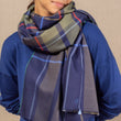 Load image into Gallery viewer, Echarpe University vert kaki en soie laine femme
