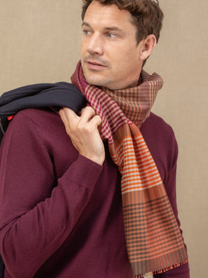 Echarpe Vibi Rouille en soie laine homme