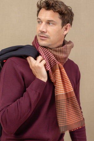 Echarpe Vibi Rouille en soie laine homme