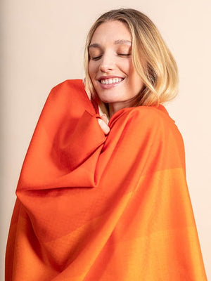 Echarpe Dégradée en soie laine orange