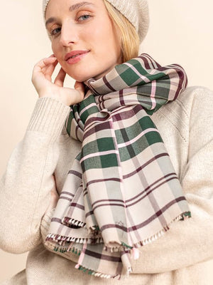 Echarpe Tartan en soie laine vert