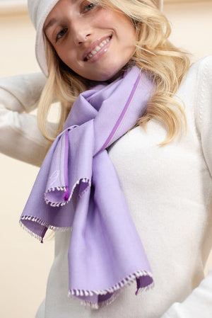 Echarpe Nomade Unie en soie laine cachemire lilas