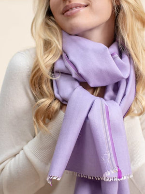 Echarpe Nomade Unie en soie laine cachemire lilas