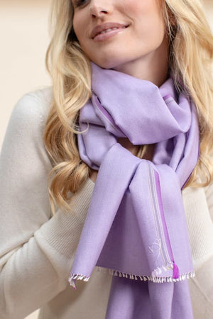 Echarpe Nomade Unie en soie laine cachemire lilas