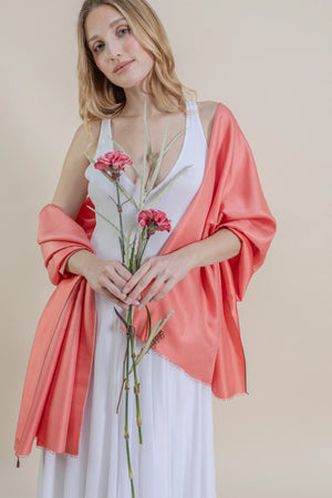Etole en soie corail femme