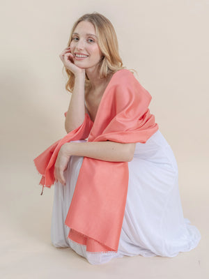 Etole en soie corail femme