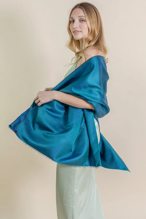 Etole en soie teal femme