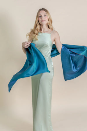 Etole en soie teal femme