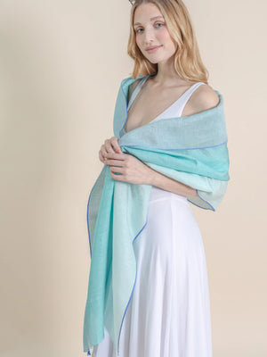 Etole Trio en soie lin acqua femme