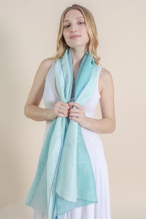 Etole Trio en soie lin acqua femme