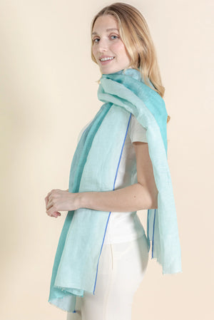 Etole Trio en soie lin acqua femme
