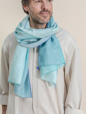Etole Trio en soie lin acqua homme